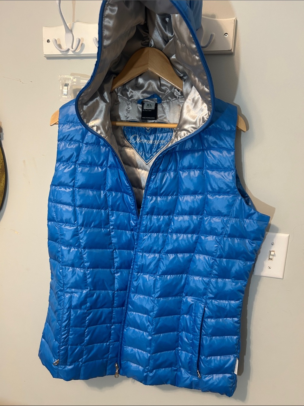 Obermeyer Blue Quilted Hooded Puffer Vest - Womens